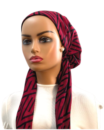 Ahead VT2434-25 Black Cherry Cyber Versatile Style Long Tails Open Back Pre-Tied Bandanna Myselflingerie.com